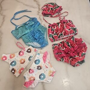 Watermelon and Blue Kids Swim Bikini Set